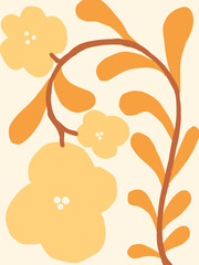 Abstract floral pattern with warm tones, ideal for boho prints, wall art, and modern textile designs