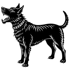 Black and White Dog Silhouette: Dynamic Canine Art