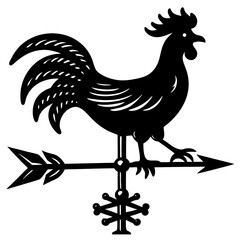 Black and White Rooster Weather Vane: Rustic Farmhouse Art