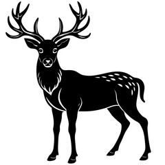 Black and White Deer Silhouette: Majestic Wildlife Art