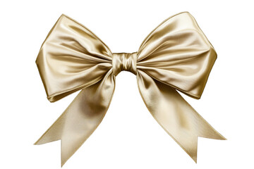 Elegant golden silk bow with luxurious texture isolated on a black background