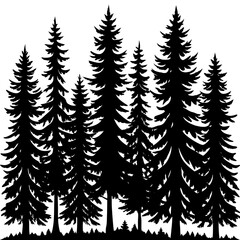Fototapeta premium Black and White Forest Silhouette: Serene Nature Art