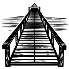 Fototapeta premium Black and White Wooden Bridge: Classic Crossing Art