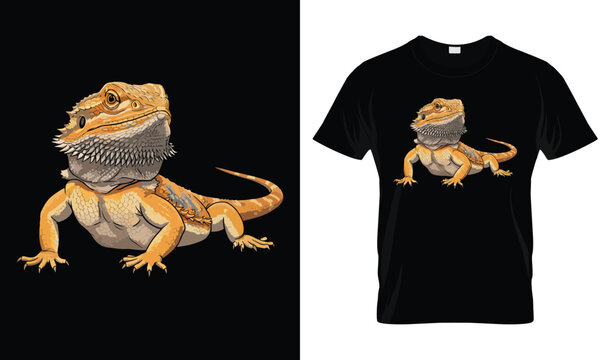 Bearded Dragon Lizard Vector Art T-Shirt Design Illustration