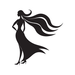 Elegant Woman Flowing Hair Silhouette
