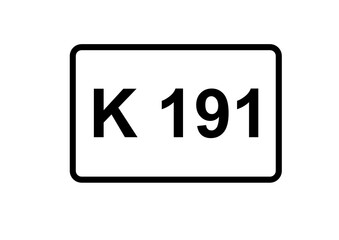 Illustration eines Kreisstraßenschildes der K 191 in Deutschland	
