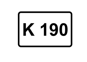 Illustration eines Kreisstraßenschildes der K 190 in Deutschland	