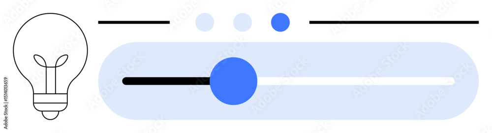 Poster lightbulb alongside a horizontal slider with blue highlights. ideal for innovation, creativity, tech