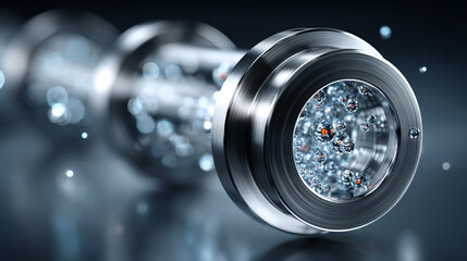 Chemical Vapor Deposition (CVD) machine in a high-tech lab with white gold and silver tones. Symbolizes precision, advanced manufacturing, nanotechnology, material science, and technological innovatio