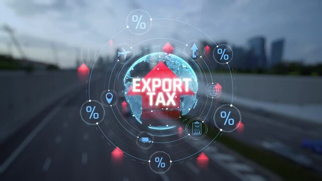 Global Export Tax Concept with Traffic Elements and Symbols Representing Tariffs and Taxation in the Modern Trade Environment. Consignment.