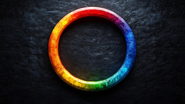 Vibrant 3D circular progress bar with multiple colorful segments and smooth gradient transitions. Modern digital design ideal for UI dashboards, data visualization, and tech presentations with space f