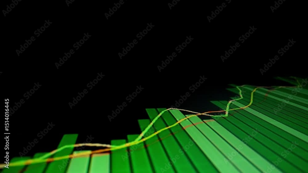 Poster closeup macro shot movement of stock graph displayed on led screen showing growth chart as economic 