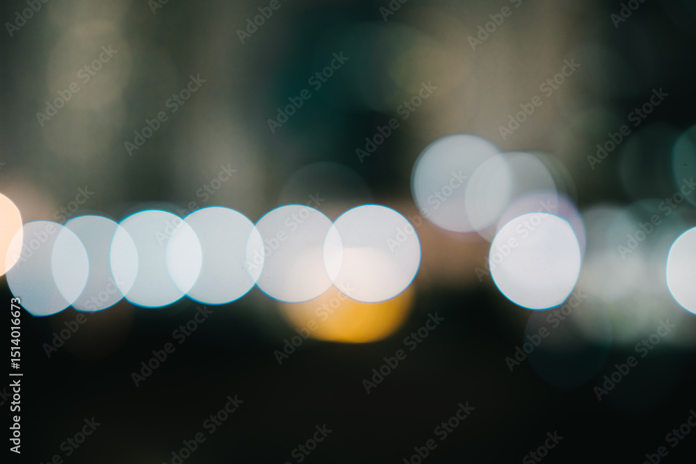 Poster night bokeh. soft focus lights creating dreamy atmosphere in urban night environment with bokeh effe