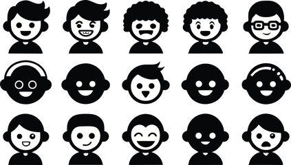 Obraz premium set of funny cartoon faces