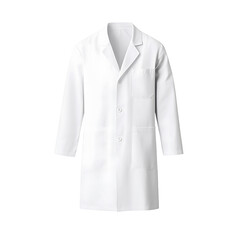 A crisp white lab coat, symbolizing professionalism in medical and scientific fields. Garment features button closures and handy pockets, ready for work.
