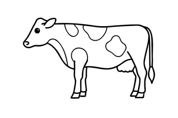 Simple line drawing of a spotted cow farm animal