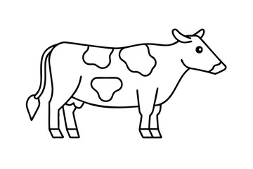Cute cartoon cow outline illustration farm animal dairy product