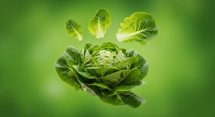 Obraz premium Fresh lettuce on green background