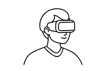 Young person wearing virtual reality headset immersive technology