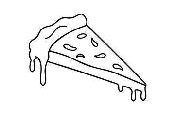 Delicious melted cheese pizza slice cartoon illustration