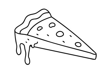 Delicious melted cheese pizza slice cartoon drawing