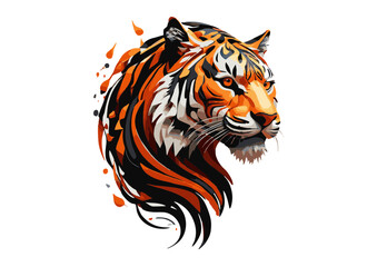 Fototapeta premium Majestic Tiger Head, Abstract Art Illustration Fierce, Powerful, and Elegant Wildlife Design