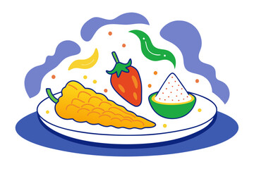 Mexican Street Corn Platter with Chili and Lime Illustration