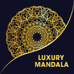 Luxurious Golden Mandala Design in frame 