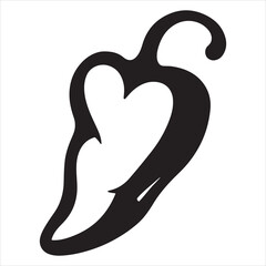 Graphic design template of a chilli pepper icon on a white backdrop