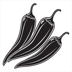 Graphic of a chili pepper and designs of a black chili silhouette collection