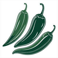 "Green" is written on the underside of three green peppers.