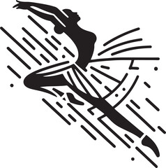 Ballet dancer in motion. Black silhouette on white background. Vector illustration.