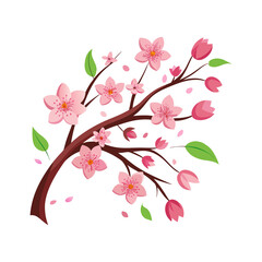 Delicate Pink Blossoms on a Branch Signifying the Beauty of Spring in a Gentle Floral and Botanical Illustration of Nature