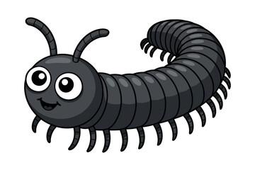 Cartoon Illustration of a Cute Smiling Centipede with Many Legs Isolated on White Background Perfect for Children s Books and Educational Materials