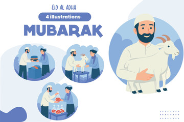 Eid al-Adha Mubarak Illustration Set