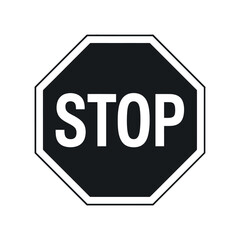 Black and White Stop Sign Illustration for Road Safety and Traffic Control in Transportation Design Projects