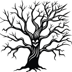 The Haunted Tree A Silhouette of Spooky Beauty and the Eerie Grin That Hides within the Branches