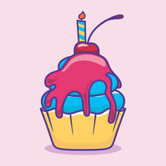 Cute birthday cake vector illustration