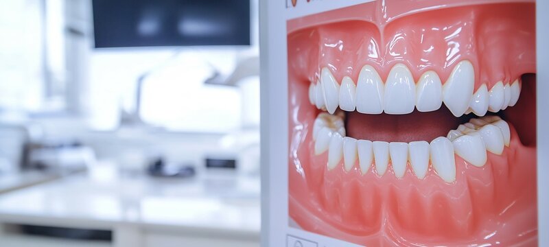 Close up of a dental care poster with tips for maintaining healthy teeth in a modern clinic