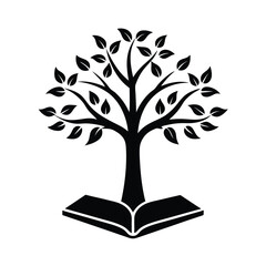 vector tree icon with book 