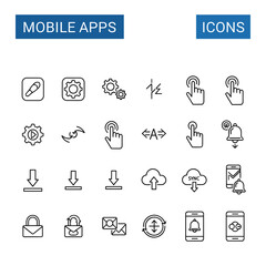 App Icon Collection: A neat, visually clear collection of mobile app icons, a testament to the power of simplicity in technology. This set includes a variety of essential symbols, such as settings.