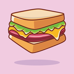 Sandwich Cartoon Vector Icon Illustration. Flat Cartoon Style.