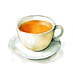 My Watercolor illustration, illustration, cup of tea painting isolated on a white background, illustration, AI painting design, vector illustration set, eps format