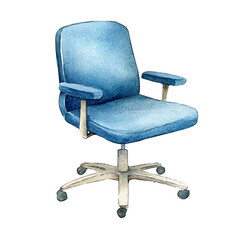 My Watercolor illustration, desk chair painting isolated on a white background, illustration, AI painting design, vector illustration set, eps format