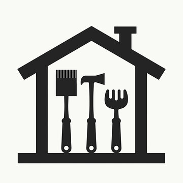 tools inside house silhouette clip art preview