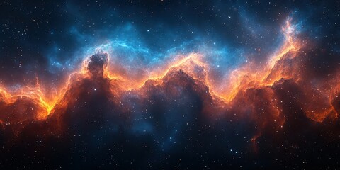 Fototapeta premium Stunning cosmic vista reveals vibrant colors and textures of a nebula in deep space