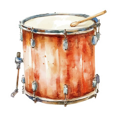 My Watercolor illustration, drum painting isolated on a white background, illustration, AI painting design, vector illustration set, eps format	