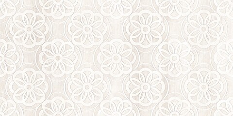 White Geometric Floral Pattern &ndash; Modern Seamless Decorative Background for Wall and Textile Design