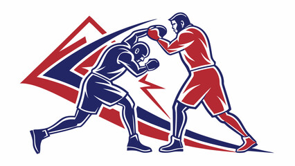 Obraz premium Two boxers in red and blue colors facing each other in a boxing match illustration