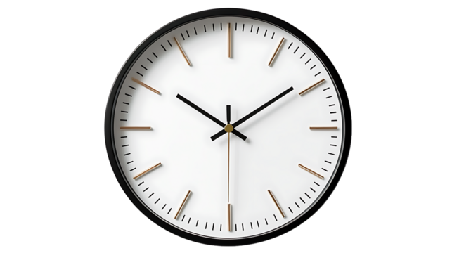 Modern minimalist wall clock design with sleek black and white aesthetic suitable for home office and interior decor projects representing time and punctuality
